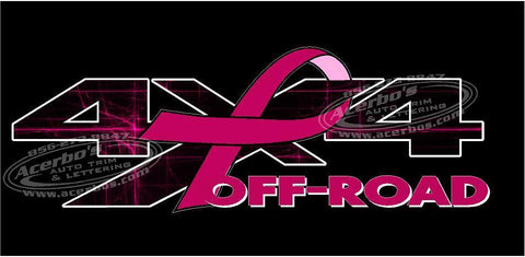 4x4 Off Road PINK Breast Cancer Ribbon TRUCK USA Decal/Sticker Set of 2