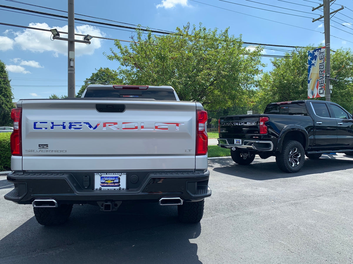 thumbnail image 2 of American Flag Reflective Tailgate Inserts For Chevrolet Silverado 2019-2024 – Glossy Finish 2 of 4
