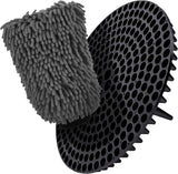WASH&WHIPS Chenille Premium Scratch-Free Microfiber Lint-Free Blue Wash Mitt 8" x 10"in & Black Pitstop Particle Interceptor