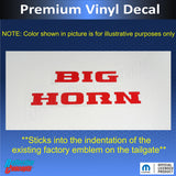 BIGHORN Emblem Inlay Decal - 2019-2026 Ram Big Horn