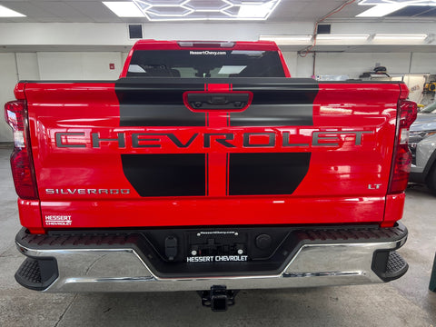 OE Style Tailgate Stripe Decals And Word Insert for 2019-2024 Chevrolet Silverado (x2)