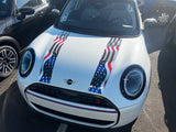 American Flag Bonnet Hood Stripe Decals for 2025-2026 Mini Cooper Sport