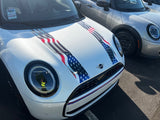 American Flag Bonnet Hood Stripe Decals for 2025-2026 Mini Cooper Sport