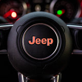 JEEP Steering Wheel Emblem Overlay Decal — 30+ Colors & Designs (Flag, Topo, Animal, Solid)