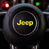 JEEP Steering Wheel Emblem Overlay Decal — 30+ Colors & Designs (Flag, Topo, Animal, Solid)