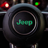 JEEP Steering Wheel Emblem Overlay Decal — 30+ Colors & Designs (Flag, Topo, Animal, Solid)