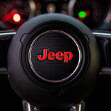 JEEP Steering Wheel Emblem Overlay Decal — 30+ Colors & Designs (Flag, Topo, Animal, Solid)