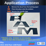 RAM Tailgate Emblem Overlay Decal   - 2015-2018 Ram Rebel