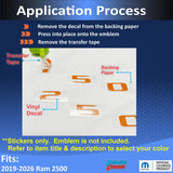 2500 Hood Emblem Number Overlay Decals - 2019 -2026 Ram 2500