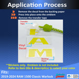 RAM Grille Emblem Overlay Decal   - 2019-2024 Ram 1500 Classic Warlock