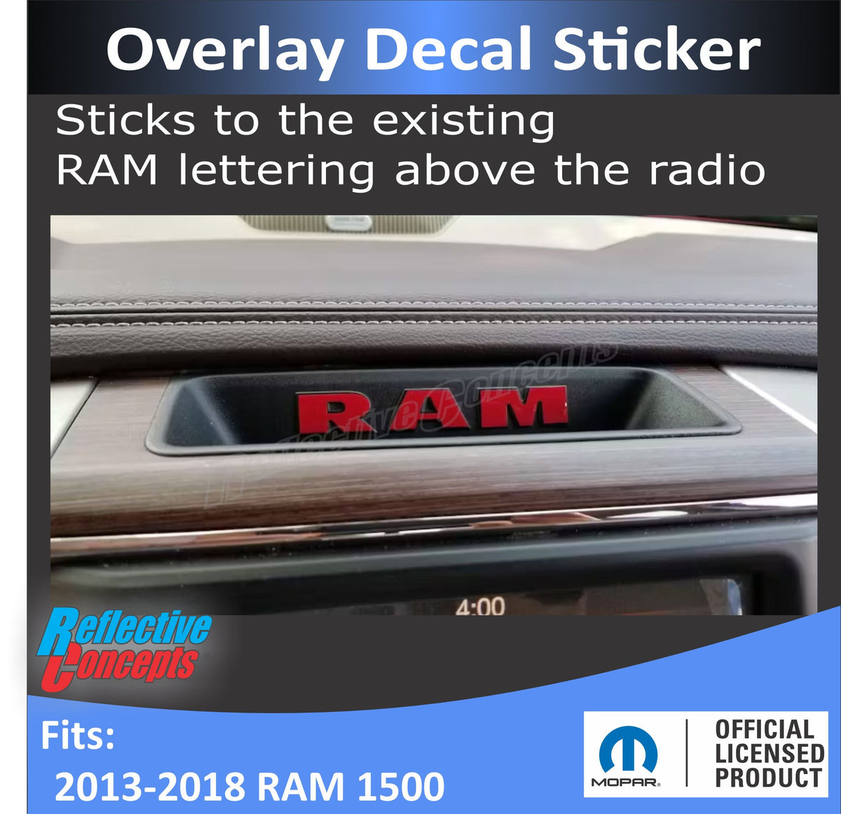 RAM Upper Dash Bezel Overlay Decal Sticker - 13-18 Ram 1500 – Acerbographix