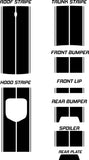 Dual 12" Racing Stripes with Pins Self Healing Vinyl fits Dodge Challenger RT SHAKER 2015 to 2023