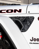 Fender Vent Decal Set | Topographical Map - fits Wrangler JL & Gladiator JT