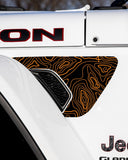 Fender Vent Decal Set | Topographical Map - fits Wrangler JL & Gladiator JT