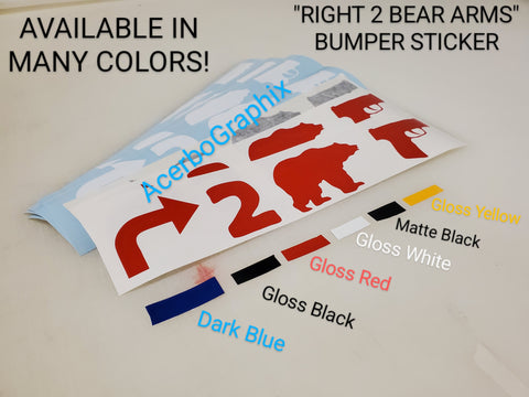 "Right 2 Bear Arms" Window/Bumper Sticker Decal