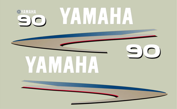 Yamaha Outboard Motor Decal Kit – Custom Blue Outlined Sticker For 90 HP (Fits 40-80 HP, Ask For Details)