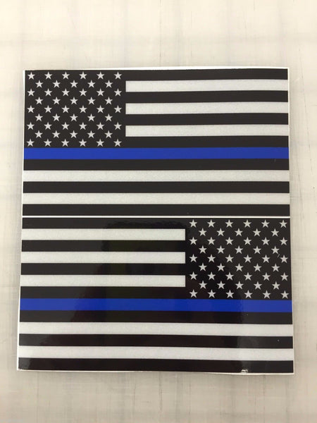 AMERICAN FLAG THIN BLUE LINE TBL VINYL DECAL REFLECTIVE STICKER UV  LAMINATED