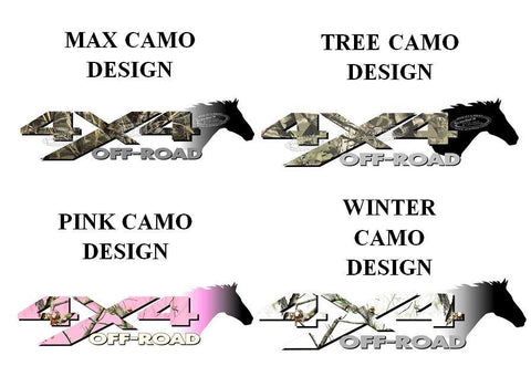 4x4 Off Road CAMOUFLAGE Horse Head Decal Sticker (x2) [PICK 1 PATTERN]