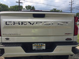 American Flag (Black/White) Tailgate Word Insert Decals for 2019-2024 Chevrolet Silverado Truck