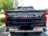 American Flag (Black/White) Tailgate Word Insert Decals for 2019-2024 Chevrolet Silverado Truck