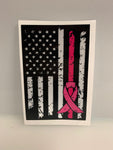American Flag (Black/White) for Breast Cancer Awareness: 5" 3M Reflective Decal Sticker