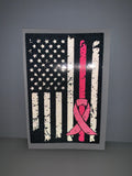 American Flag (Black/White) for Breast Cancer Awareness: 5" 3M Reflective Decal Sticker