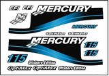 BLUE Replacement Decal Kit for Mercury Outboard Motor w/ OptiMax & Offshore