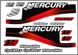 Mercury Red Saltwater Outboard 115 HP OptiMax & Offshore Decal Kit