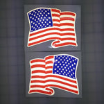 American Waving Flag: 5" 3M Reflective Decal Stickers (x2)