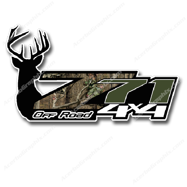 Z71 OFF ROAD 4X4 DEER HEAD CAMOUFLAGE SET OF 2 TRUCK DECALS